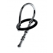 Серебристый уретральный плаг-бусины TOYFA Metal с мягким фиксириющим кольцом - ToyFa - купить с доставкой в Новосибирске