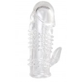 Прозрачная гелевая насадка с шипами и клиторальным отростком - 13 см. - Toyfa Basic - в Новосибирске купить с доставкой