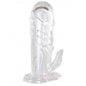 Прозрачная гелевая насадка с клиторальным отростком - 13 см. - Toyfa Basic - в Новосибирске купить с доставкой