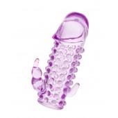 Закрытая фиолетовая насадка с 2 отростками - 13 см. - Toyfa Basic - в Новосибирске купить с доставкой