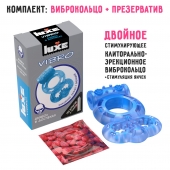 Голубое эрекционное виброкольцо Luxe VIBRO  Дьявол в доспехах  + презерватив - Luxe - в Новосибирске купить с доставкой