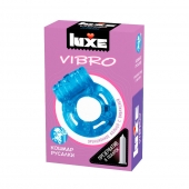 Голубое эрекционное виброкольцо Luxe VIBRO  Кошмар русалки  + презерватив - Luxe - в Новосибирске купить с доставкой