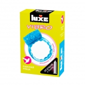 Голубое эрекционное виброкольцо Luxe VIBRO  Райская птица  + презерватив - Luxe - в Новосибирске купить с доставкой