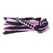 Черно-розовая плеть из замши - 58 см. - БДСМ Арсенал - купить с доставкой в Новосибирске