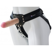 Черный пояс-трусики с насадкой  Гламур Dana  - 15,5 см. - LOVETOY (А-Полимер) - купить с доставкой в Новосибирске