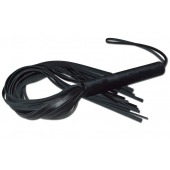 Чёрная кожаная плеть с жесткой ручкой - 63 см. - Sitabella - купить с доставкой в Новосибирске