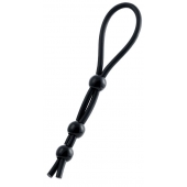 Черное лассо на пенис с тремя бусинами - A-toys - в Новосибирске купить с доставкой