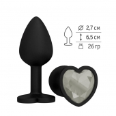 Черная силиконовая пробка с прозрачным кристаллом - 7,3 см. - Джага-Джага - купить с доставкой в Новосибирске