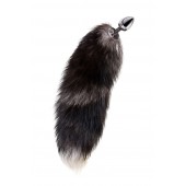 Серебристая металлическая анальная втулка с хвостом чернобурой лисы - размер S - ToyFa - купить с доставкой в Новосибирске