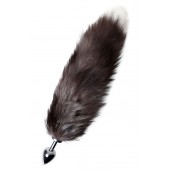 Серебристая металлическая анальная втулка с хвостом чернобурой лисы - размер S - ToyFa - купить с доставкой в Новосибирске