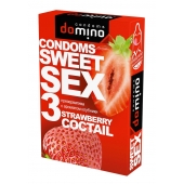 Презервативы для орального секса DOMINO Sweet Sex с ароматом клубничного коктейля  - 3 шт. - Domino - купить с доставкой в Новосибирске