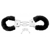 Меховые чёрные наручники Beginner s Furry Cuffs - Pipedream - купить с доставкой в Новосибирске
