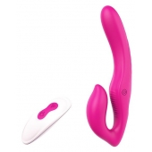 Ярко-розовый безремневой страпон REMOTE DOUBLE DIPPER - 22 см. - Dream Toys - купить с доставкой в Новосибирске