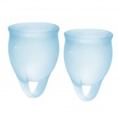 Набор голубых менструальных чаш Feel confident Menstrual Cup - Satisfyer - купить с доставкой в Новосибирске