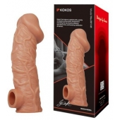 Телесная насадка на фаллос с отверстием для мошонки EXTREME SLEEVE - 17,6 см. - KOKOS - в Новосибирске купить с доставкой