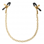 Чёрные с золотом зажимы на соски Gold Chain Nipple Clamps - Pipedream - купить с доставкой в Новосибирске