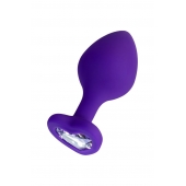 Фиолетовая анальная втулка Diamond Heart с прозрачным кристаллом - 8 см. - ToyFa - купить с доставкой в Новосибирске