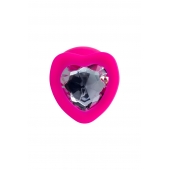 Розовая анальная втулка Diamond Heart с прозрачным кристаллом - 9,5 см. - ToyFa - купить с доставкой в Новосибирске