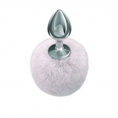 Серебристая анальная пробка с белым пушистым хвостиком Twinkle - Lola Games - купить с доставкой в Новосибирске