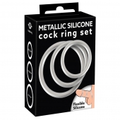 Набор из 3 эрекционных колец под металл Metallic Silicone Cock Ring Set - Orion - в Новосибирске купить с доставкой