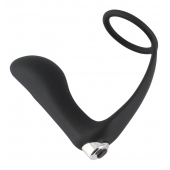 Черное эрекционное кольцо с анальной вибропробкой Vibrating Ring   Plug - Orion - в Новосибирске купить с доставкой
