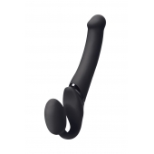 Черный безремневой вибрострапон Silicone Bendable Strap-On M - Strap-on-me - купить с доставкой в Новосибирске