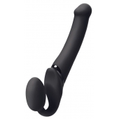 Черный безремневой вибрострапон Silicone Bendable Strap-On M - Strap-on-me - купить с доставкой в Новосибирске