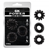 Набор из 3 черных эрекционных колец Gear Up Rings - Chisa - в Новосибирске купить с доставкой