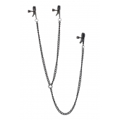 Черные зажимы на соски и клитор на цепочке DELUXE NIPPLE   CLIT CLAMPS - Dream Toys - купить с доставкой в Новосибирске