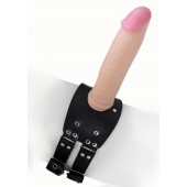 Черный узкий пояс на бедро с телесной насадкой - LOVETOY (А-Полимер) - купить с доставкой в Новосибирске