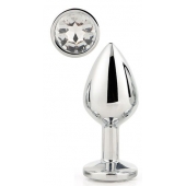 Серебристая анальная втулка с прозрачным кристаллом - 7,1 см. - Dream Toys - купить с доставкой в Новосибирске
