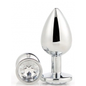 Серебристая анальная втулка с прозрачным кристаллом - 7,1 см. - Dream Toys - купить с доставкой в Новосибирске