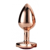 Золотистая анальная втулка с кристаллом-сердечком розового цвета - 7,1 см. - Dream Toys - купить с доставкой в Новосибирске