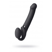 Черный безремневой вибрострапон Vibrating Bendable Strap-On L - Strap-on-me - купить с доставкой в Новосибирске