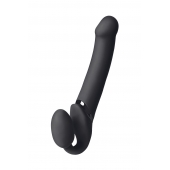 Черный безремневой вибрострапон Vibrating Bendable Strap-On L - Strap-on-me - купить с доставкой в Новосибирске