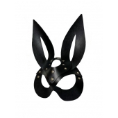 Черная кожаная маска зайки Miss Bunny - БДСМ Арсенал - купить с доставкой в Новосибирске