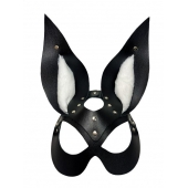 Черная маска зайки с белым мехом на ушках Miss Bunny - БДСМ Арсенал - купить с доставкой в Новосибирске