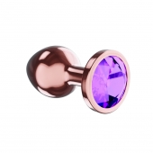 Пробка цвета розового золота с фиолетовым кристаллом Diamond Amethyst Shine S - 7,2 см. - Lola Games - купить с доставкой в Новосибирске