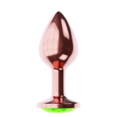 Пробка цвета розового золота с лаймовым кристаллом Diamond Emerald Shine S - 7,2 см. - Lola Games - купить с доставкой в Новосибирске