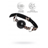 Черный кляп-шар на леопардовых ремешках Anonymo - ToyFa - купить с доставкой в Новосибирске