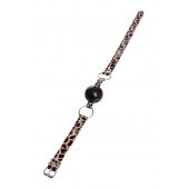 Черный кляп-шар на леопардовых ремешках Anonymo - ToyFa - купить с доставкой в Новосибирске