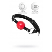 Красный кляп-шар на черных ремешках Anonymo - ToyFa - купить с доставкой в Новосибирске