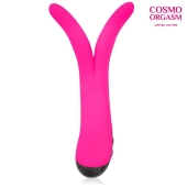 Ярко-розовый перезаряжаемый сплит-вибратор - 22 см. - Cosmo