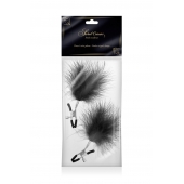 Зажимы на соски с черными пуховыми кисточками Sweet Caress Feather Nipple Clumps - Sweet Caress - купить с доставкой в Новосибирске