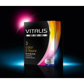 Цветные ароматизированные презервативы VITALIS PREMIUM color   flavor - 3 шт. - Vitalis - купить с доставкой в Новосибирске