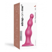 Розовая насадка Strap-On-Me Dildo Plug Beads size L - Strap-on-me - купить с доставкой в Новосибирске