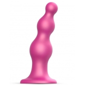 Розовая насадка Strap-On-Me Dildo Plug Beads size L - Strap-on-me - купить с доставкой в Новосибирске