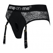 Черные трусики для насадок Diva Lingerie Harness - size S - Strap-on-me - купить с доставкой в Новосибирске