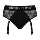 Черные трусики для насадок Diva Lingerie Harness - size S - Strap-on-me - купить с доставкой в Новосибирске