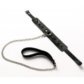 Черный ошейник с шипами и поводком - Crazy Handmade - купить с доставкой в Новосибирске